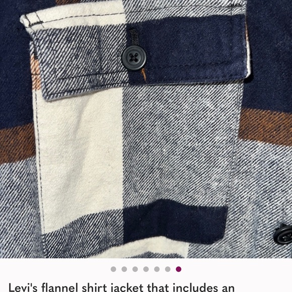 Levi's Navy and Tan Plaid Shirt Jacket - Picture 9 of 9